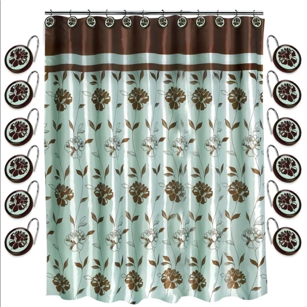 Shower Curtain Blue Chocolate Fabric “Cabella” by Popular Bath 70 x 72 in